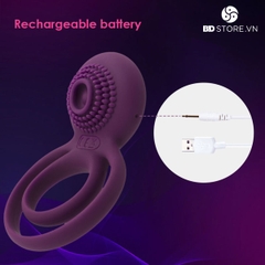BDT409 - Vòng đeo dương vật rung silicon có gai và 2 vòng dài 8cm