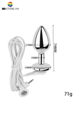 BDT4282 - Đồ chơi hậu môn kích điện plug inox cao cấp có 2 kích cỡ