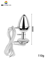 BDT4282 - Đồ chơi hậu môn kích điện plug inox cao cấp có 2 kích cỡ