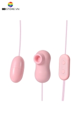 BDT4617 - Trứng rung 2 đầu hút bằng nhựa điều khiển bằng nút bấm dài 7cm
