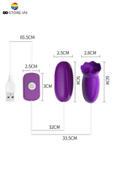 BDT4716 - Trứng rung có dây hai đầu mix lưỡi liếm điều khiển bằng nút bấm