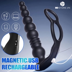 BDT4892 - Vòng rung dương vật mix anal beads điều khiển xa sạc điện