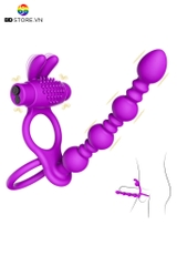 BDT5030 - Vòng đeo dương vật rung tai thỏ và anal ball có 10 chế độ