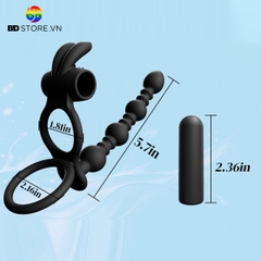 BDT5030 - Vòng đeo dương vật rung tai thỏ và anal ball có 10 chế độ