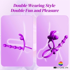 BDT5030 - Vòng đeo dương vật rung tai thỏ và anal ball có 10 chế độ