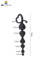 BDT5176 - Anal ball với 6 tầng hạt hình trái tim tăng dần kết hợp quai nắm