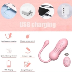 BDT526 - Trứng rung điều khiển từ xa sạc điện hình viên kẹo hồng
