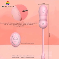 BDT526 - Trứng rung điều khiển từ xa sạc điện hình viên kẹo hồng