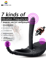 BDT786 - Vòng rung dương vật mix chuỗi bi nhỏ điều khiển xa và sạc điện