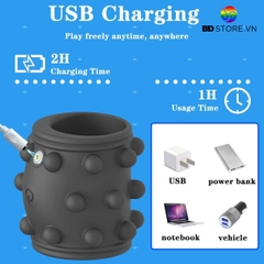 BDT796 - Vòng rung đeo dương vật chống xuất tinh sớm có bi và sạc điện