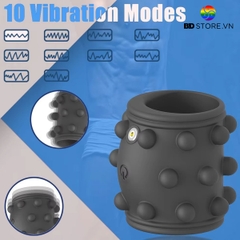 BDT796 - Vòng rung đeo dương vật chống xuất tinh sớm có bi và sạc điện