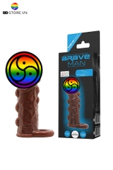 BDT830 - Cu giả rỗng ruột Brave Man đeo bìu có gai và gân nổi quanh