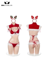 SMS462 - cosplay tuần lộc với áo ngực và quần lọt khe mix cổ áo