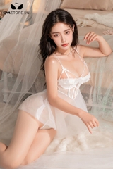 SMS539 - Váy ngủ lụa lọt khe sexy cực ngắn trong suốt với dây cài sau