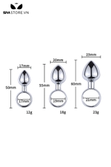 SMT3363 - Đồ chơi hậu môn hình thoi trơn inox có tay cầm có 3 size