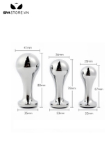 SMT3414 - Butt plug đầu tròn bằng inox cao cấp không gỉ có 3 size