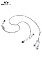 SMT3628 - Kẹp núm vú 3 đầu chữ U bằng kim loại kết hợp chuỗi hạt