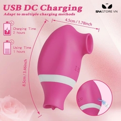 SMT3883 - Máy rung hút âm đạo mini 2 đầu có lưỡi liếm dài 8.5cm