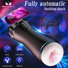 SMT4079 - Cốc thủ dâm rung thụt xoay gắn tường sạc điện và tháo rời