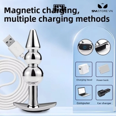 SMT4231 - Máy rung hậu môn inox với chuỗi hạt sạc điện điều khiển từ xa