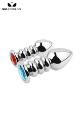 SMT4253 - Butt plug inox không gỉ thiết kế xoắn ốc đính kim cương