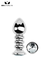 SMT4253 - Butt plug inox không gỉ thiết kế xoắn ốc đính kim cương