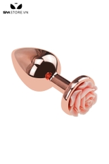 SMT4258 - Butt plug inox không gỉ thiết kế thuôn nhẹ và đế hoa hồng