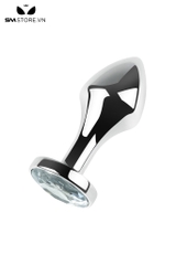 SMT4259 - Đồ chơi hậu môn inox cao cấp thiết kế bo tròn ở đỉnh gắn đá