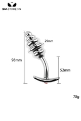 SMT4266 - Butt plug dáng cong hình xoắn ốc dài 98 105 và 118mm