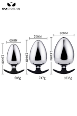 SMT4520 - Butt plug hậu môn inox cao cấp với đế silicon cong