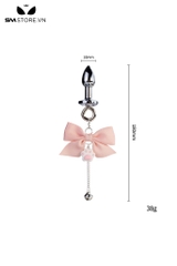 SMT4958 - Butt plug inox gắn nơ và mix chân mèo dài 18 và 20cm