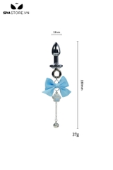 SMT4958 - Butt plug inox gắn nơ và mix chân mèo dài 18 và 20cm