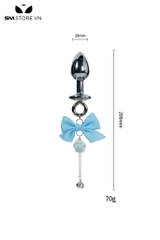 SMT4958 - Butt plug inox gắn nơ và mix chân mèo dài 18 và 20cm