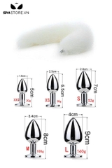 SMT040 - Đuôi cáo 1 màu phích trơn inox 5 size có thể tháo rời