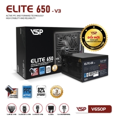 Nguồn Máy Tính  VSP Elite Active PFC V650P – V3 – 650W – Công Suất Thực – Chuẩn ATX