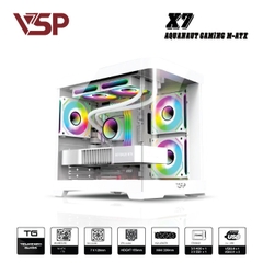 Vỏ Case Máy Tính VSP Aquanaut Pro Gaming M-ATX X7 Trắng (Dual Chamber / Kính Cường Lực)