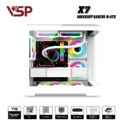 Vỏ Case Máy Tính VSP Aquanaut Pro Gaming M-ATX X7 Trắng (Dual Chamber / Kính Cường Lực)