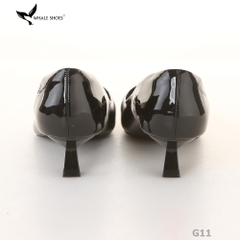 Giày Cao Gót Whale Shoes 4cm, mũi nhọn, da bóng và da mờ, lót êm, đế chống trượt-G11