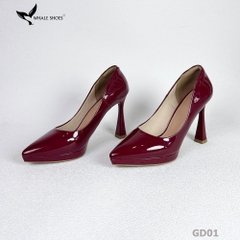 Giày Cao Gót Mũi Nhọn Whale Shoes 10cm, da bóng đúp mũi 1cm, lót êm, đế chống trơn trượt-GD01