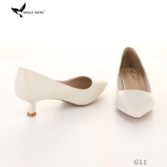 Giày Cao Gót Whale Shoes 4cm, mũi nhọn, da bóng và da mờ, lót êm, đế chống trượt-G11