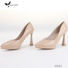 Giày Cao Gót Mũi Nhọn Whale Shoes 10cm, da bóng đúp mũi 1cm, lót êm, đế chống trơn trượt-GD01
