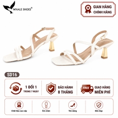 Giày Sandal nữ Whale Shoes 2 dây 7cm, Hậu vuông, êm chân, đế chống trơn trượt-SD16