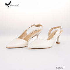 Giày cao gót Whale Shoes 6cm cổ tim da mờ, thiết kế tối giản, basic, đế chống trượt-SD07