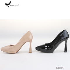 Giày Cao Gót Mũi Nhọn Whale Shoes 10cm, da bóng đúp mũi 1cm, lót êm, đế chống trơn trượt-GD01