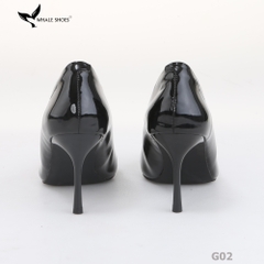 Giày cao gót nữ Whale Shoes 8cm da bóng kem, gót nhọn, đế chống trượt-G02