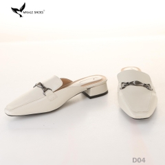 (Tăng size) Sục mũi vuông nam nữ  Whale Shoes 2cm, da mờ đính khóa lắc chì, đế chống trượt-D04