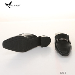 (Tăng size) Sục mũi vuông nam nữ  Whale Shoes 2cm, da mờ đính khóa lắc chì, đế chống trượt-D04
