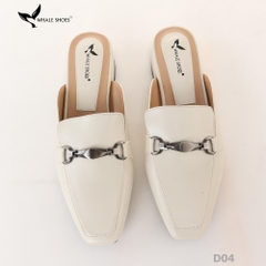 (Tăng size) Sục mũi vuông nam nữ  Whale Shoes 2cm, da mờ đính khóa lắc chì, đế chống trượt-D04