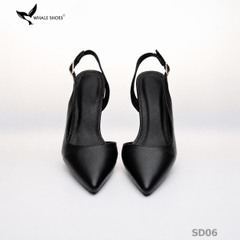 Giày cao gót Whale Shoes 7cm, mũi nhọn cổ tim, khoét eo da mờ, khoá đính đá, đế chống trượt-SD06