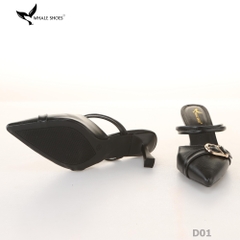 Sục cao gót nữ  Whale Shoes 7cm mũi nhọn, đính khóa, êm chân, đế chống trượt-D01